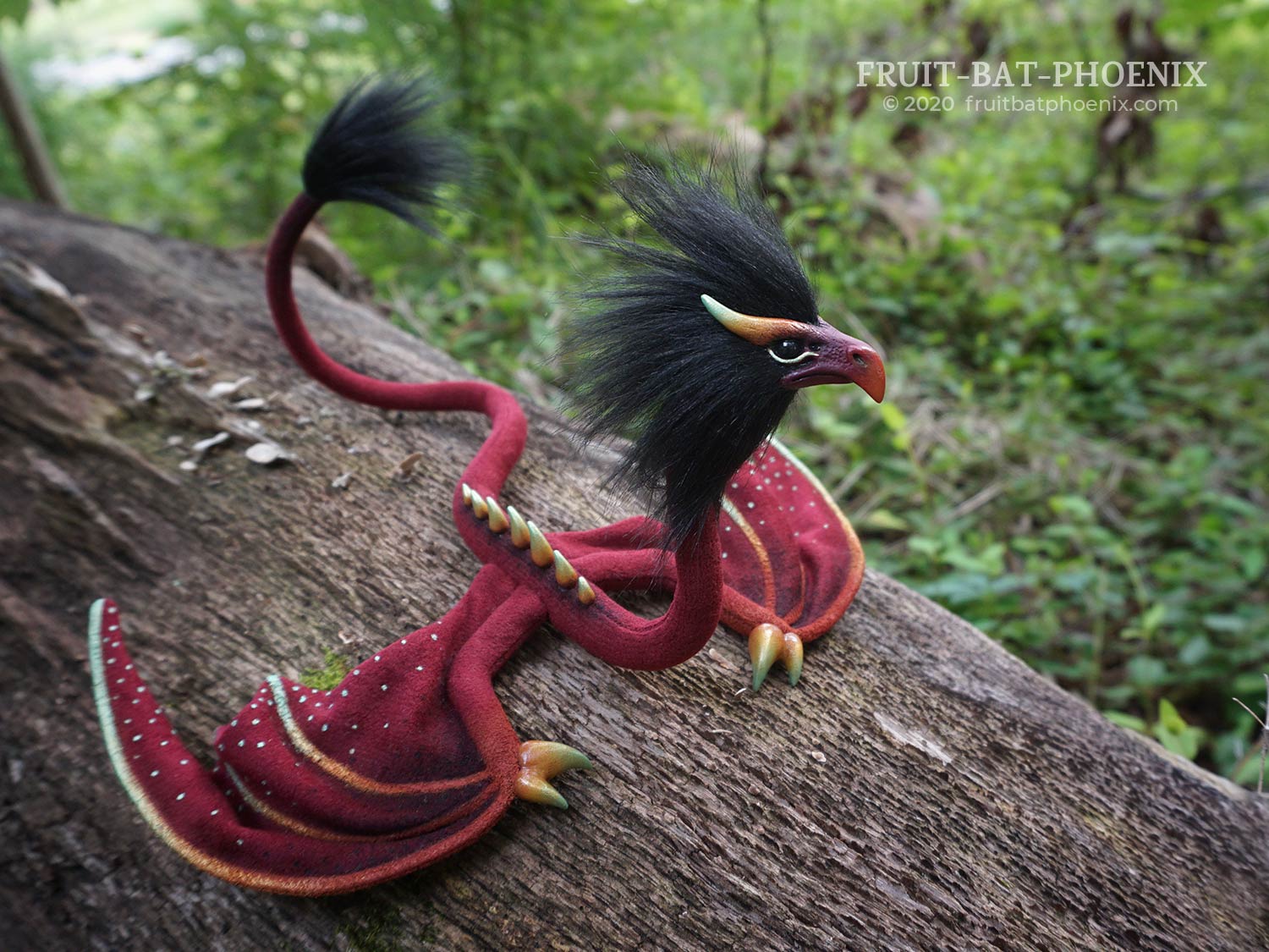 Red Seafoam Eagle Wyrm posable dragon art doll
