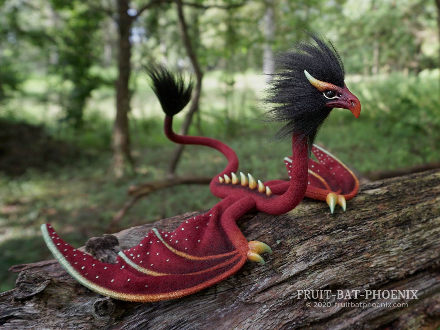 Red Seafoam Eagle Wyrm posable dragon art doll