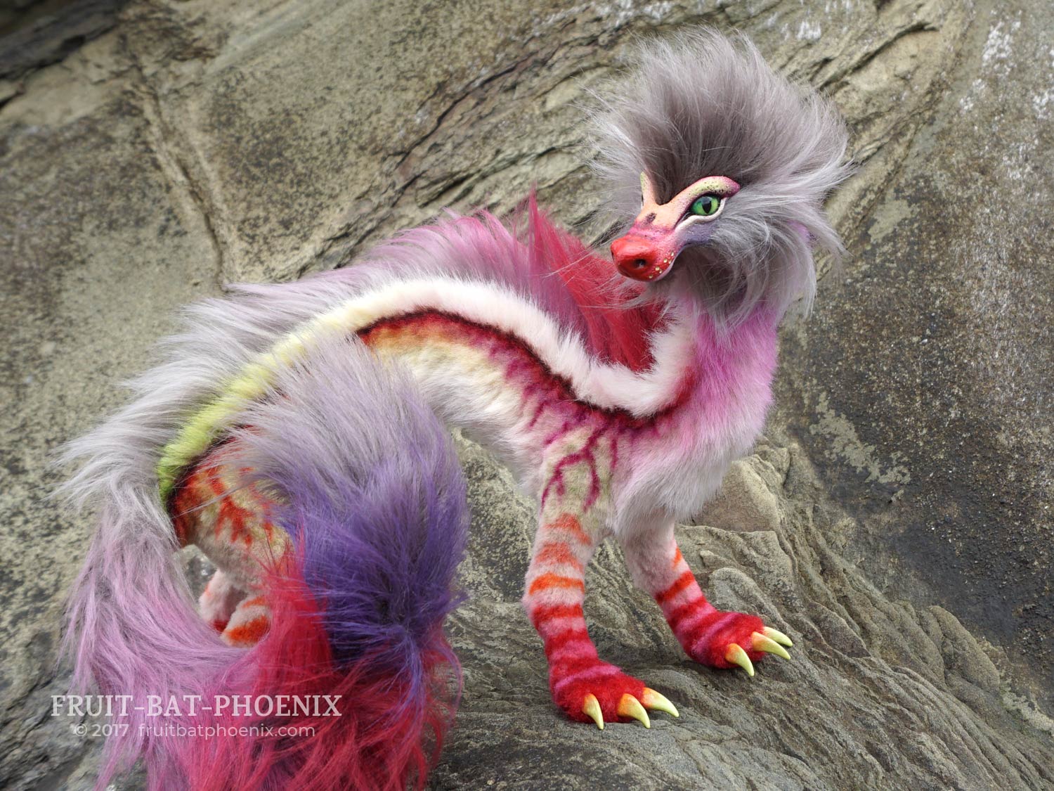 prismatic kitten-dragon back view