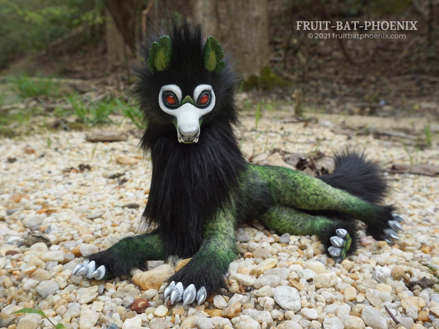 Green Bonewolf (Canis Osteus) laying down