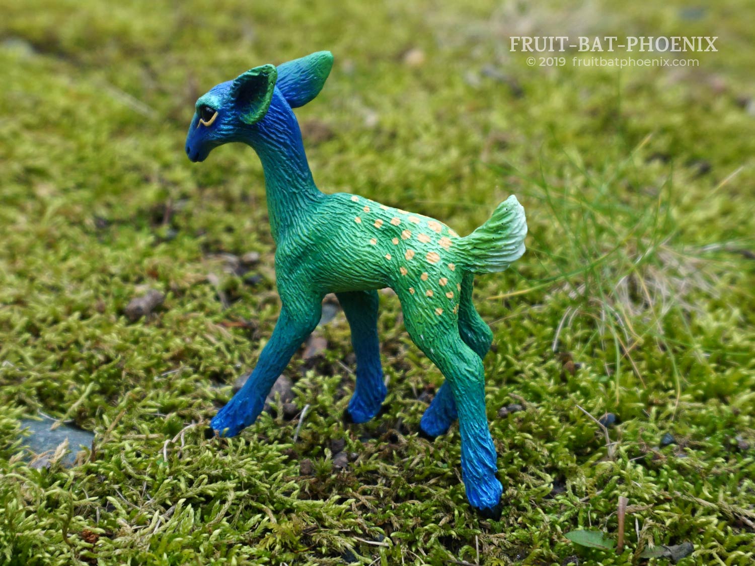 bluegreen resin fawn running away