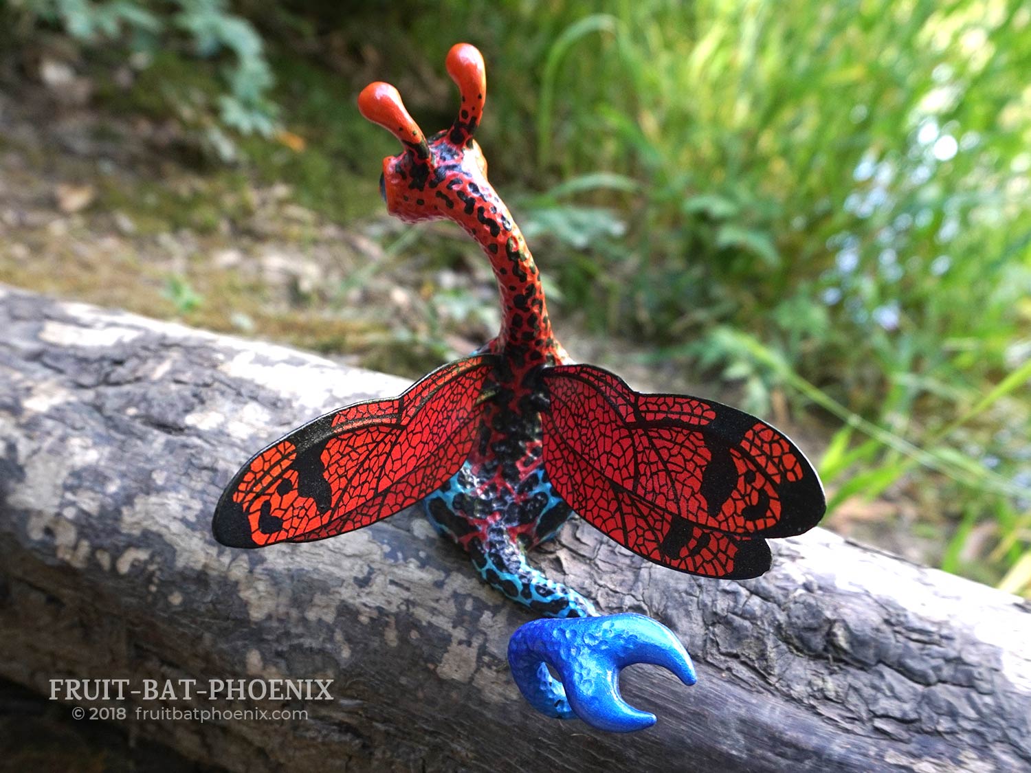 strawberry poison dart dragonfly dragon symmetrical back view
